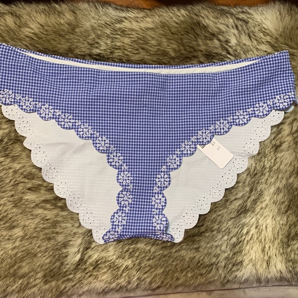 J.Crew Scalloped Bikini Bottom Blue Gingham Medium NWT - Picture 4 of 12